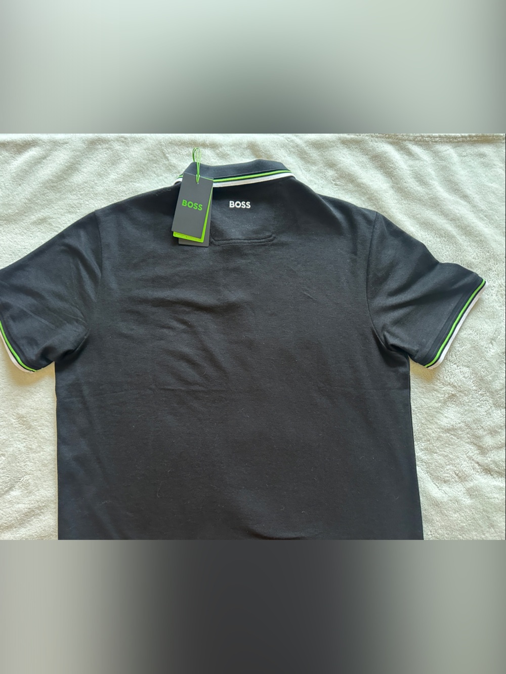BOSS Black Polo with Green and White Trim - Picture 4 of 4